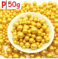 Złote perły do dekoracji tortów i innych wyrobów cukierniczych. Mix - 50 g