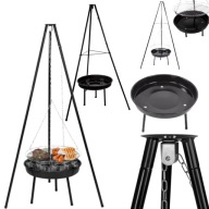 PALENISKO OGRODOWE TRÓJNÓG GRILL WISZĄCY Z RUSZTEM OGNISKOWY DUŻY XXL
