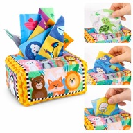 SENSORYCZNE PUDEŁKO PLUSZOWE Z CHUSTECZKAMI MONTESSORI SORTER ZWIERZĄTKA