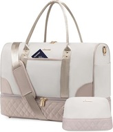 Torba podróżna damska 35L + kosmetyczka |Torba z przegrodą na buty | Beżowa