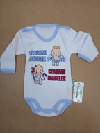 Body dziecięce niemowlęce długi rękaw z nadrukiem rozmiar 68