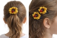 Spinki i gumka do włosów z biedronką handmade zestaw dla dziewczynki