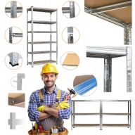 REGAŁ REGULOWANY MAGAZYNOWY MATALOWY SKRĘCANY SOLIDNY DO GARAŻU SPIŻARNI