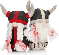 Zestaw 2 skrzatów Wikingów ozdoba świąteczna gnomy zimowe