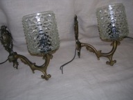 Kinkiety stare 2 szt z mosiądzu z kloszami