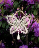 szydełkowy motyl 31x23 dł.36cm /dekoracja okienna -rękodzieło Juka