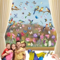 NAKLEJKI NA OKNO PTAKI KWIATY WIOSNA 30X20CM 76 NAKLEJKI DEKORACJE WIOSENNE