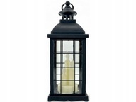 LAMPION ŚWIECZNIK OZDOBNY CZARNY TYPU ANGIELSKIEGO LED + BATERIE GRATIS