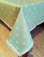 Obrus oliwkowy, żakardowy bawełniany, 140x200 cm, Stokrotka