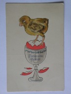 F... Grafik satyra humor "Kurczak ugotowany na miękko" 1907 wytłaczana