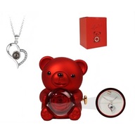 Prezent na walentynki dla dziewczyny miś żony szkatułka zestaw naszyjnik