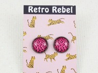 kolczyki PANTERKA różowe pinup vintage retro RR34