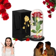 WIECZNA RÓŻA LED W SZKLE ŚWIECĄCA PREZENT NA WALENTYNKI DZIEŃ KOBIET