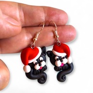 KOLCZYKI Z MODELINY Świąteczne Czarne Kotki