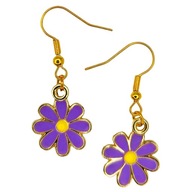 Kolczyki STOKROTKI Fioletowe Stalowe Złote PREZENT Wiosenne Kwiatowe