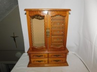 STARA DREWNIANA SZAFKA NA BIŻUTERIĘ Z POZYTYWKĄ