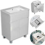 SZAFA POD UMYWALKĘ DO ŁAZIENKI WC Z UMYWALKĄ BIAŁA MDF SZUFLADA CICHY DOMYK