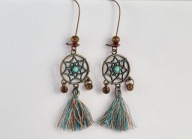 WISZĄCE KOLCZYKI BOHO MOSIĄDZ TURKUS CHWOSTY