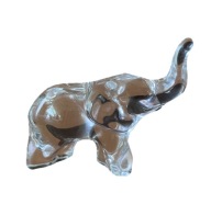 Szklana figurka słonia - przeźroczyste, lite szkło, dekoracyjna, PRL