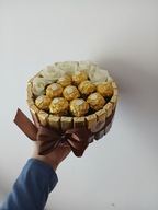 KOSZ PREZENTOWY TORT MERCI BRĄZ DZIEŃ BABCI I DZIADKA URODZINY DZIEŃ MAMY