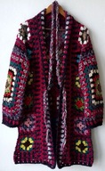 Płaszcz kardigan patchworkowy szydełkowy Rozmiar 36/42