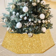 Osłona pod Choinke Osłona Stojaka Złota Cekiny 80 cm Dywanik pod Choinkę