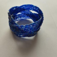 BRANSOLETKA SZEROKA PLECIONA BOHO SZKLANE KORALIKI KOLOR TURKUSOWY GRANAT