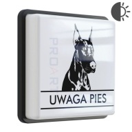 Indywidualna tabliczka PODŚWIETLANA uwaga pies psy LED czujnik zmierzchu