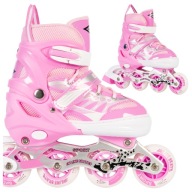 ROLKI REGULOWANE DLA DZIECI 38-41 RÓŻOWE ŚWIECĄCE KÓŁKA