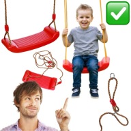 HUŚTAWKA OGRODOWA DLA DZIECI PLASTIKOWA CZERWONA 70 kg SIEDZISKO | LEWER