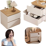 MALA SZAFKA NOCNA STOLIK NOCNY PRZYLOZKOWY LOFT WASKA BIALA SOSNA DREWNIANA