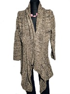 Beżowo złoty sweter kardigan jak na szydełku r. XL