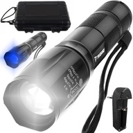 Latarka Taktyczna Wojskowa Mocna Szperacz ZOOM UV XL LED Akumulatorowa