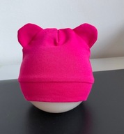 Bawełniane czapeczki z uszkami dla noworodków różowy