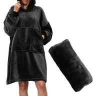 Ciepła bluza damska z kapturem Czarna - rozmiar uniwersalny