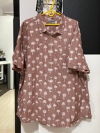 Z Koszula Tu Man hawajska kakao białe palmy bawełna kieszeń duża 3XL
