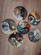 Podkładki drewniane pod kubki z motywem drzewa yin yang