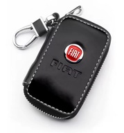 FIAT BRELOK ETUI NA KLUCZYKI SKÓRA CHROM NOWOCZESNY DESIGN CZARNY