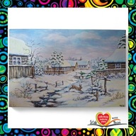 Sztuka Więzienna - Obraz akrylowy "Pejzaż zimowy"