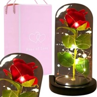 WIECZNA RÓŻA W SZKLE ŚWIECĄCA LED POMYSŁ PIĘKNY PREZENT NA WALENTYNKI