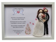 Makrama personalizowana w ramce pamiątka ślubu para młoda prezent