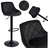 HOKER KUCHENNY BAROWY WELUROWY KRZESŁO BAROWE REGULOWANE LOFTOWE CZARNE