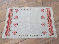 LNIANA GRUBSZA NATURALNA SERWETA HAFT KRZYŻYKOWY HUCULSKIE WZORY 44 x 66