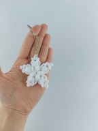 Brelok szydełkowa śnieżynka 3D Handmade