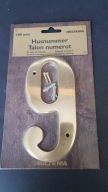 Mosiężny numer cyfra 9 na drzwi 14 cm design