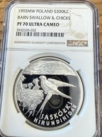 300000 zł Jaskółki Hirundindae 1993 NGC PF 70 MAX NOTA IDEAŁ RARYTAS