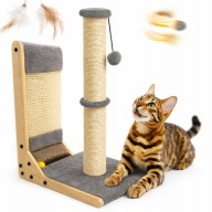 DRAPAK DLA KOTA SŁUPEK WIEŻA WYSOKI 90 CM + ZABAWKA SZNUREK KULKA POMPON