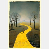 Złota droga ścieżka abstrakcja obraz na płótnie 58x85 drzewa plakat art