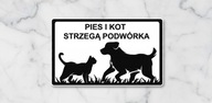 Tabliczka uwaga pies Border collie + Kot Srebrna, złota duży wybór wzorów
