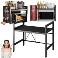 PÓŁKA KUCHANNA NA BLAT POD MIKROFALĘ STOJAK TELESKOPOWA HACZYKI CZARNA